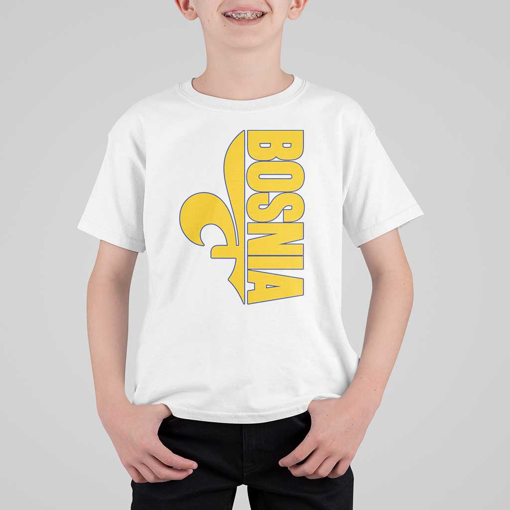 Bosnian Fleur De Lis Flag T Shirt For Kid Proud Bosnia Heritage Gift