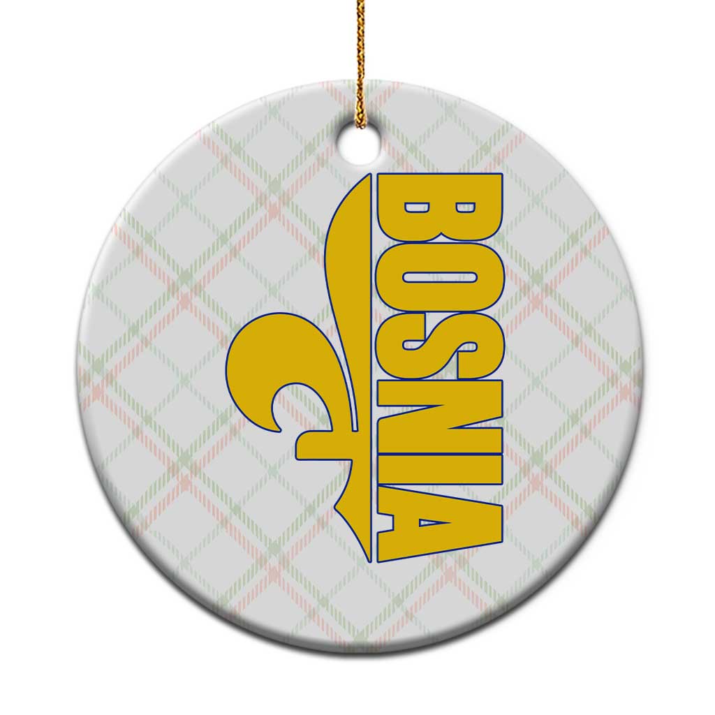 Bosnian Fleur De Lis Flag Ceramic Ornament Proud Bosnia Heritage Gift