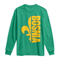 Bosnian Fleur De Lis Flag Long Sleeve Shirt Proud Bosnia Heritage Gift