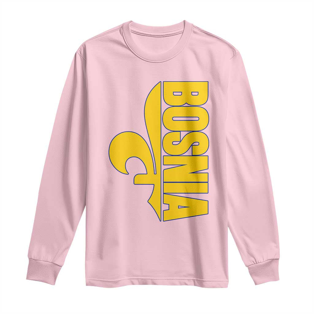 Bosnian Fleur De Lis Flag Long Sleeve Shirt Proud Bosnia Heritage Gift