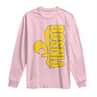 Bosnian Fleur De Lis Flag Long Sleeve Shirt Proud Bosnia Heritage Gift