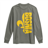 Bosnian Fleur De Lis Flag Long Sleeve Shirt Proud Bosnia Heritage Gift