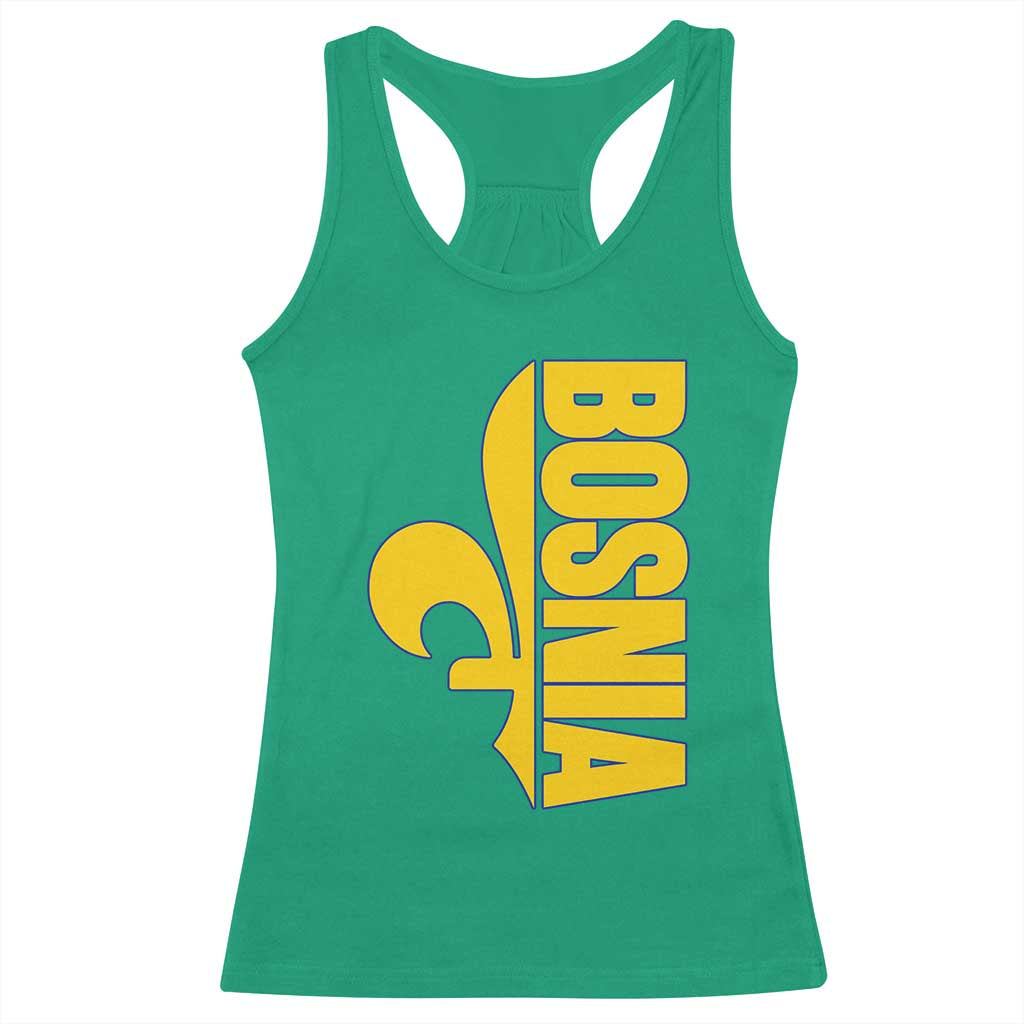 Bosnian Fleur De Lis Flag Racerback Tank Top Proud Bosnia Heritage Gift