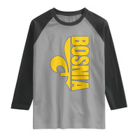 Bosnian Fleur De Lis Flag Raglan Shirt Proud Bosnia Heritage Gift