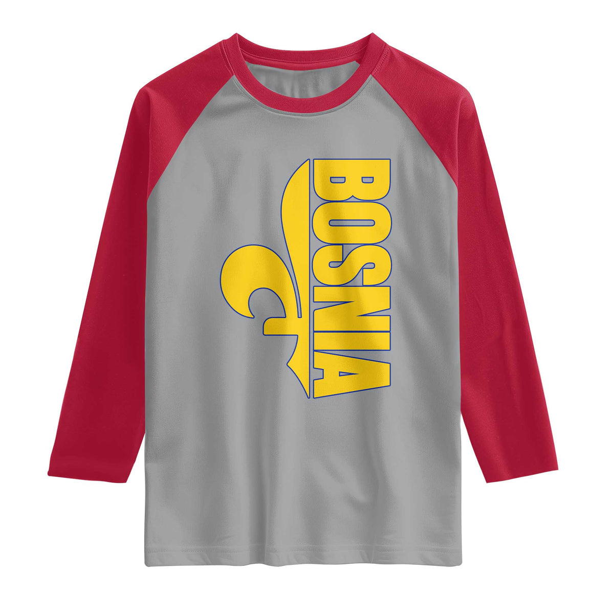 Bosnian Fleur De Lis Flag Raglan Shirt Proud Bosnia Heritage Gift