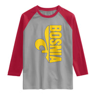Bosnian Fleur De Lis Flag Raglan Shirt Proud Bosnia Heritage Gift