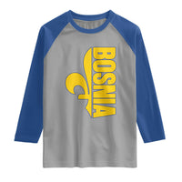 Bosnian Fleur De Lis Flag Raglan Shirt Proud Bosnia Heritage Gift
