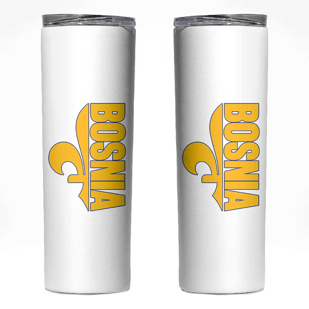 Bosnian Fleur De Lis Flag Skinny Tumbler Proud Bosnia Heritage Gift
