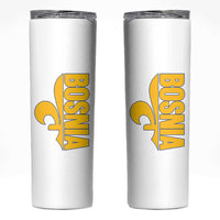 Bosnian Fleur De Lis Flag Skinny Tumbler Proud Bosnia Heritage Gift