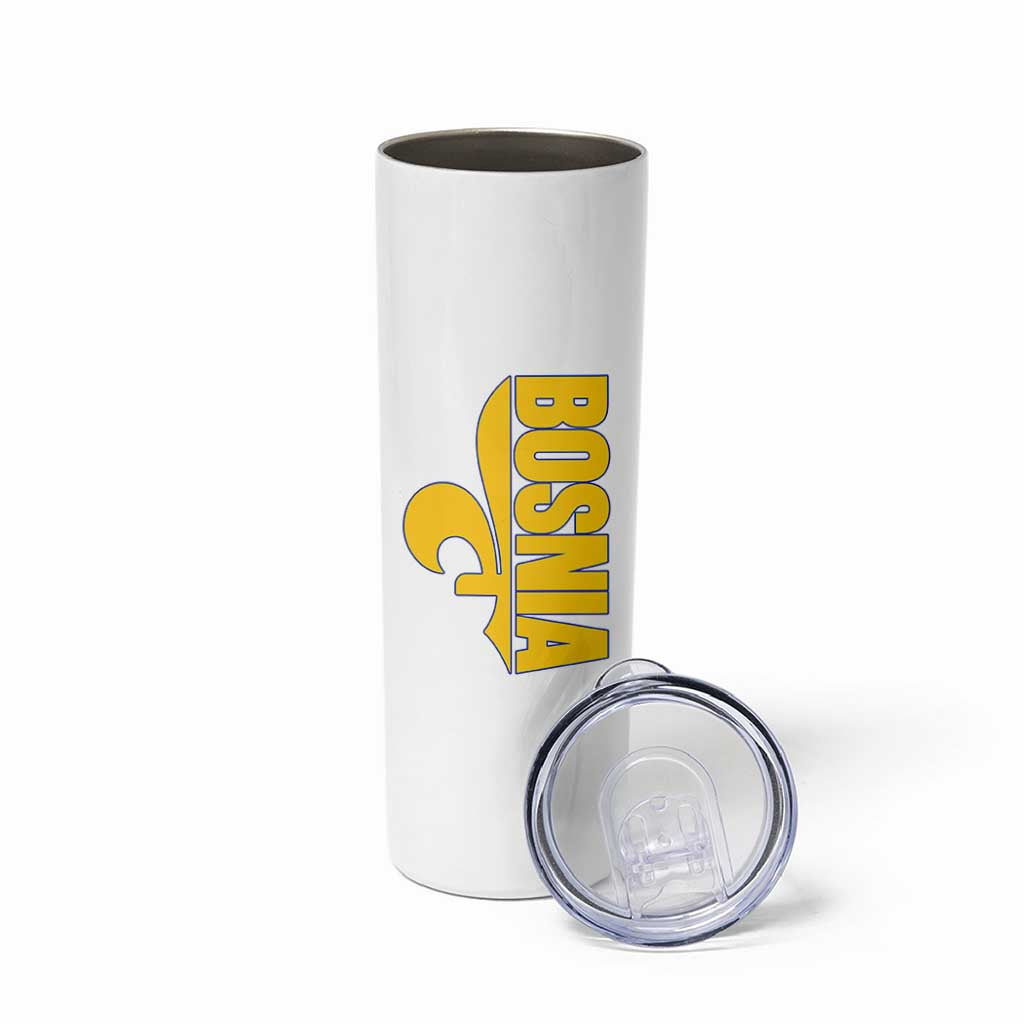 Bosnian Fleur De Lis Flag Skinny Tumbler Proud Bosnia Heritage Gift