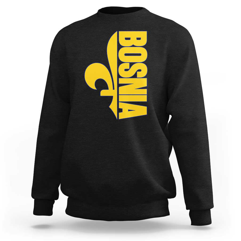 Bosnian Fleur De Lis Flag Sweatshirt Proud Bosnia Heritage Gift