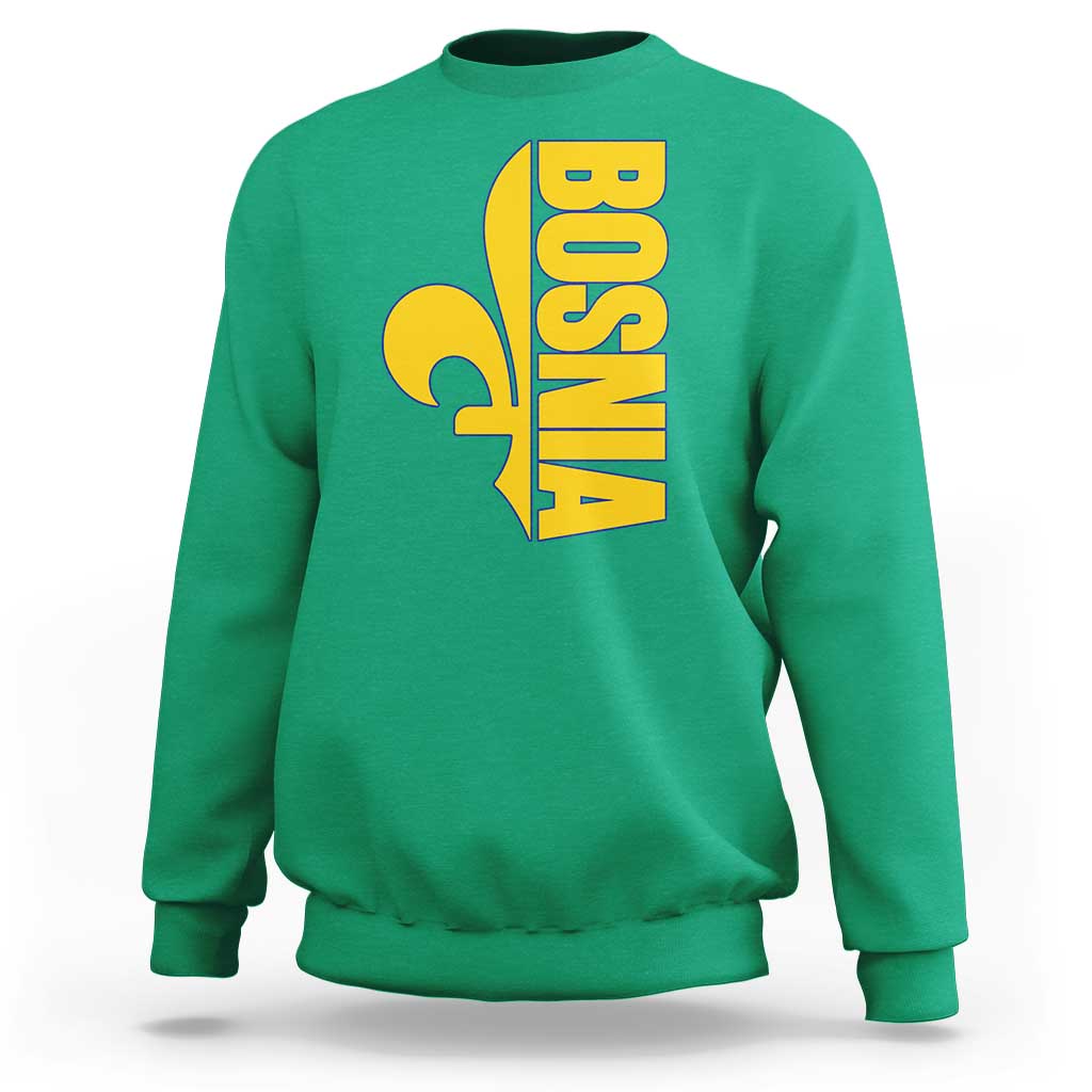 Bosnian Fleur De Lis Flag Sweatshirt Proud Bosnia Heritage Gift