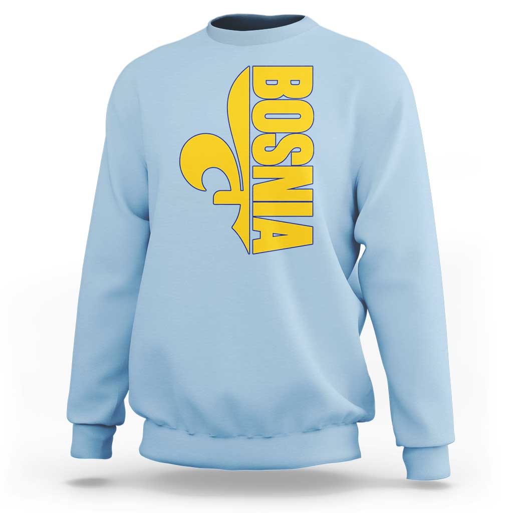 Bosnian Fleur De Lis Flag Sweatshirt Proud Bosnia Heritage Gift