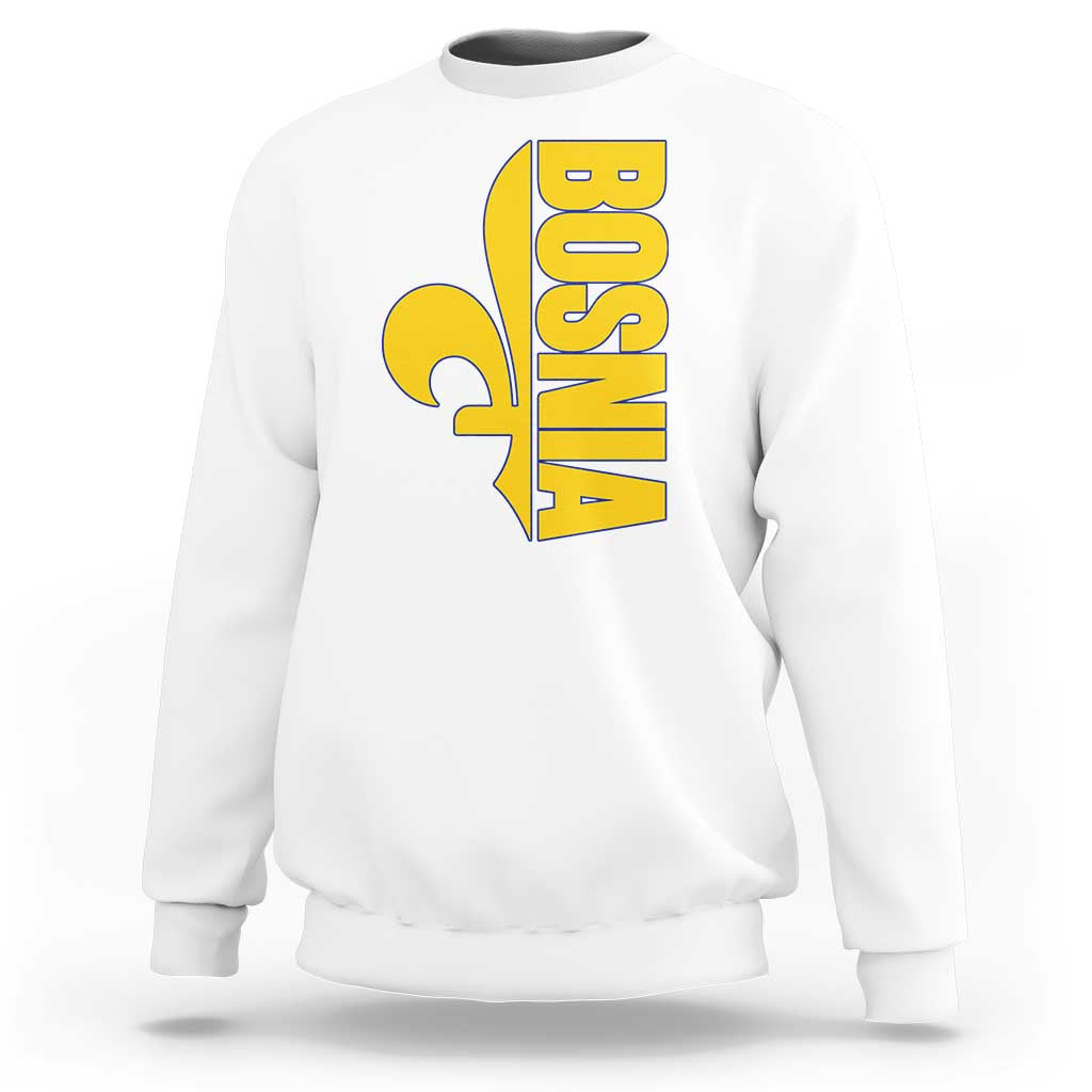 Bosnian Fleur De Lis Flag Sweatshirt Proud Bosnia Heritage Gift