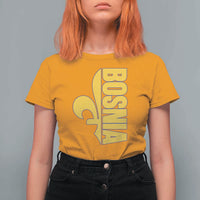 Bosnian Fleur De Lis Flag T Shirt For Women Proud Bosnia Heritage Gift
