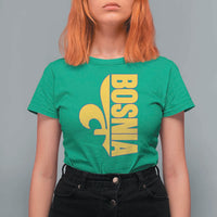 Bosnian Fleur De Lis Flag T Shirt For Women Proud Bosnia Heritage Gift