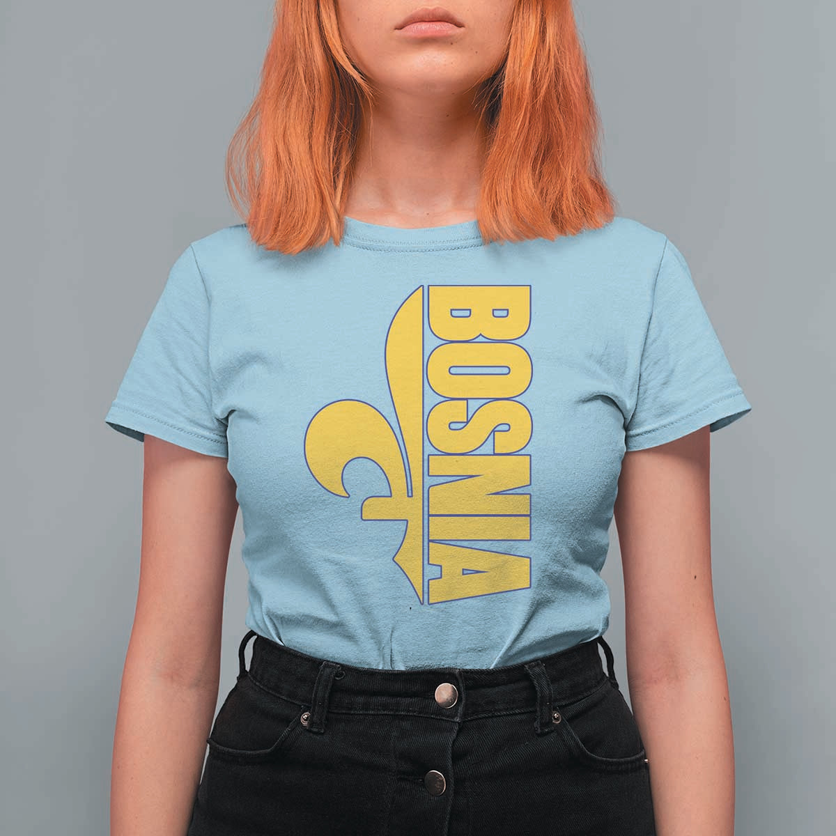 Bosnian Fleur De Lis Flag T Shirt For Women Proud Bosnia Heritage Gift