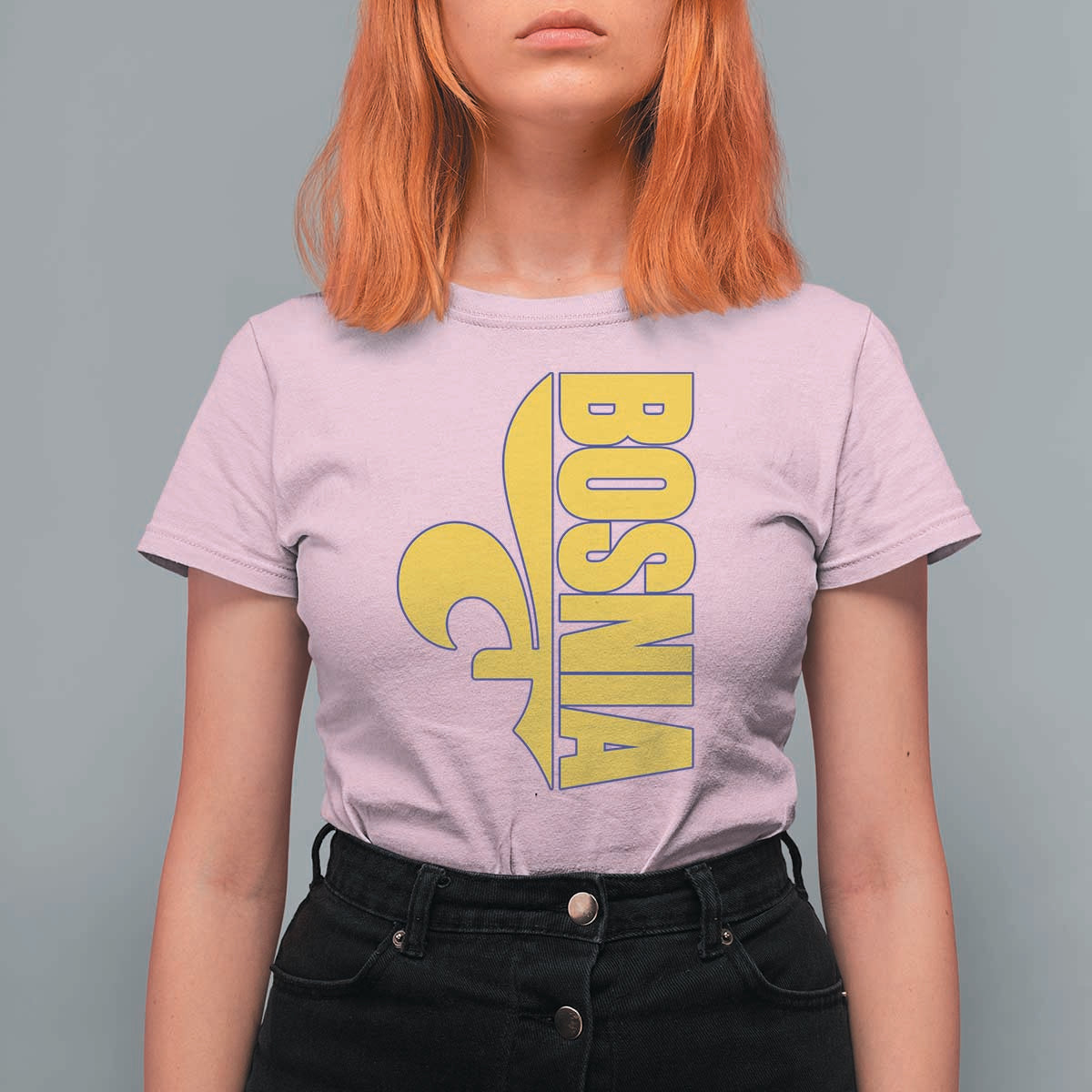 Bosnian Fleur De Lis Flag T Shirt For Women Proud Bosnia Heritage Gift