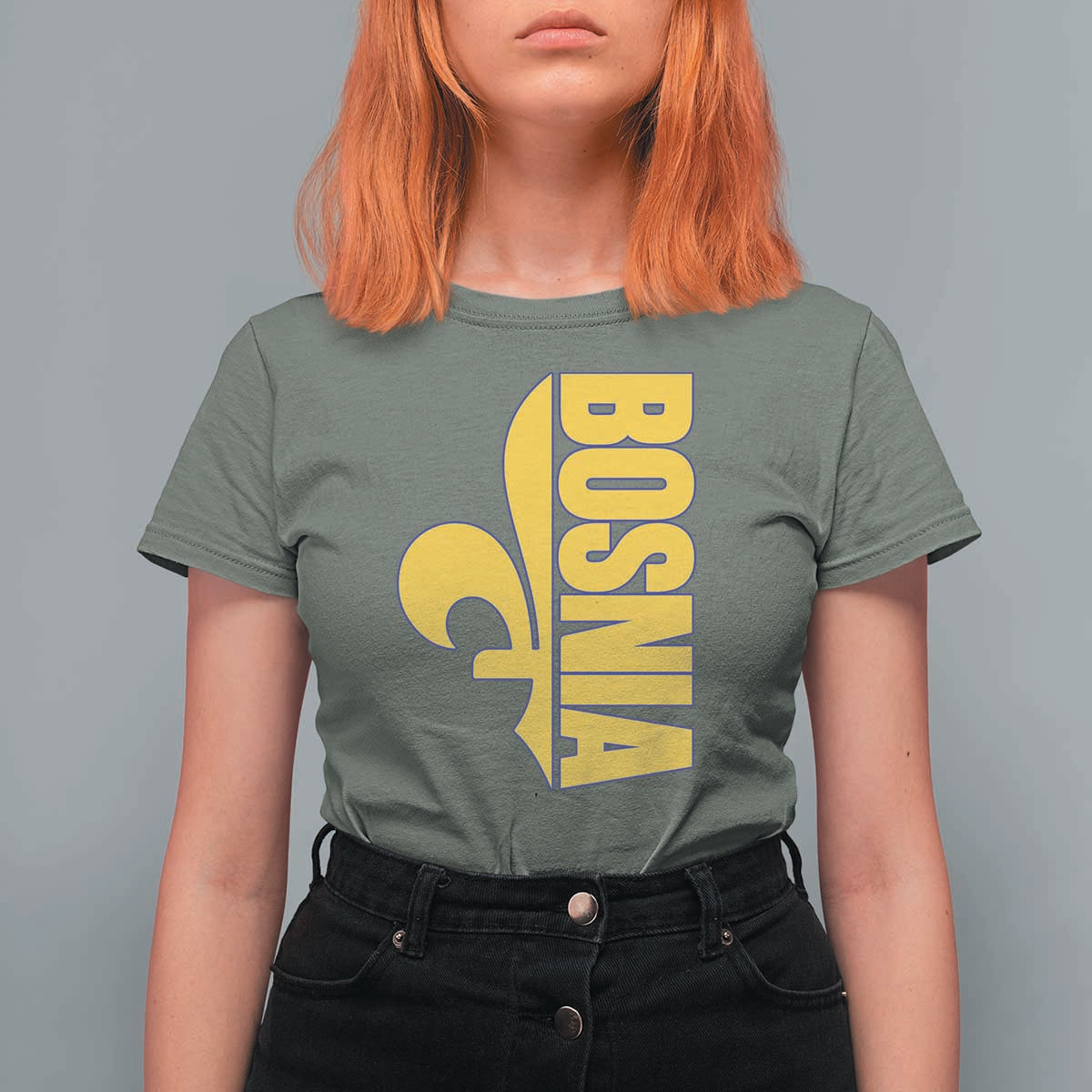 Bosnian Fleur De Lis Flag T Shirt For Women Proud Bosnia Heritage Gift