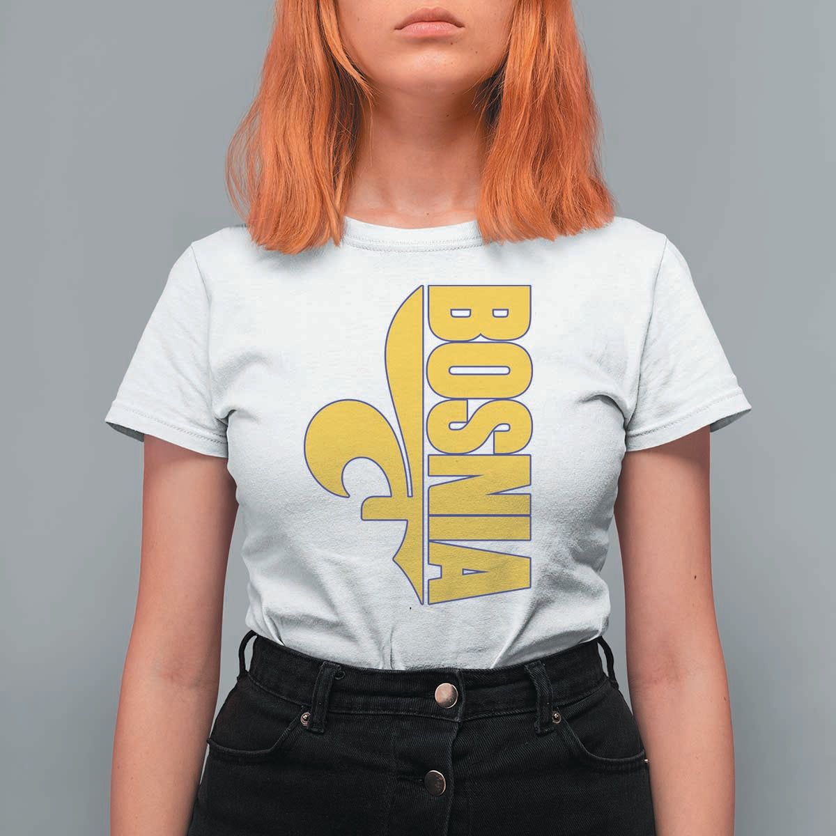 Bosnian Fleur De Lis Flag T Shirt For Women Proud Bosnia Heritage Gift