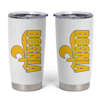 Bosnian Fleur De Lis Flag Tumbler Cup Proud Bosnia Heritage Gift