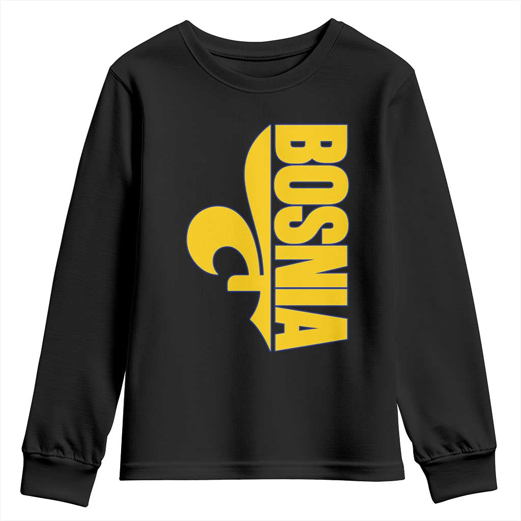 Bosnian Fleur De Lis Flag Youth Sweatshirt Proud Bosnia Heritage Gift