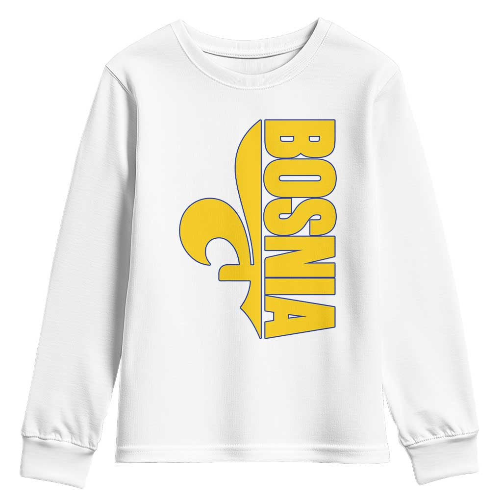 Bosnian Fleur De Lis Flag Youth Sweatshirt Proud Bosnia Heritage Gift