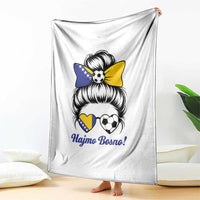 Bosnia Soccer Messy Bun Throw Blanket Hajmo Bosno Game Day Gift