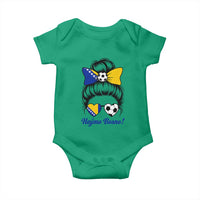 Bosnia Soccer Messy Bun Baby Onesie Hajmo Bosno Game Day Gift