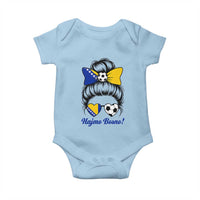 Bosnia Soccer Messy Bun Baby Onesie Hajmo Bosno Game Day Gift