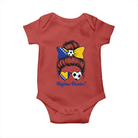 Bosnia Soccer Messy Bun Baby Onesie Hajmo Bosno Game Day Gift