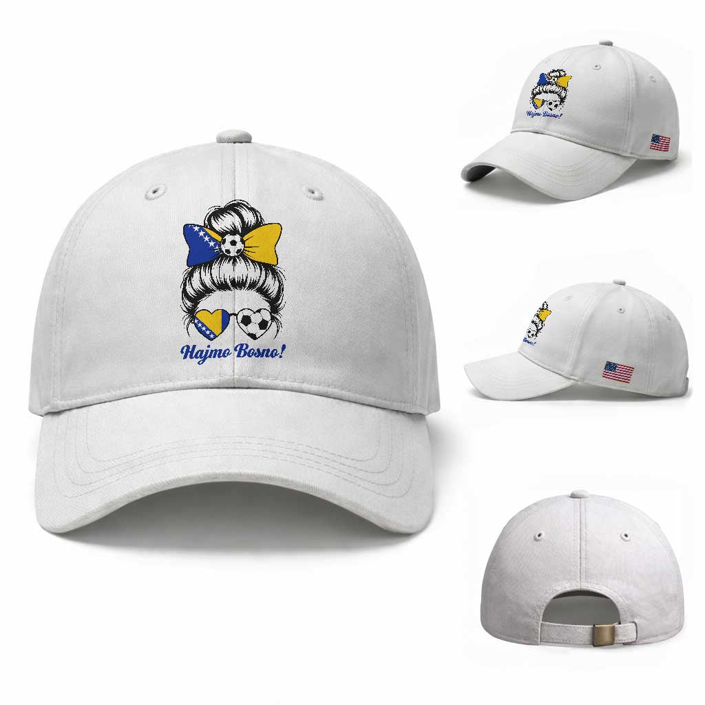 Bosnia Soccer Messy Bun Baseball Cap Hajmo Bosno Game Day Gift