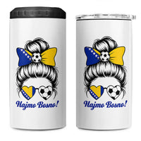 Bosnia Soccer Messy Bun 4 in 1 Can Cooler Tumbler Hajmo Bosno Game Day Gift
