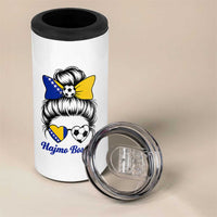 Bosnia Soccer Messy Bun 4 in 1 Can Cooler Tumbler Hajmo Bosno Game Day Gift