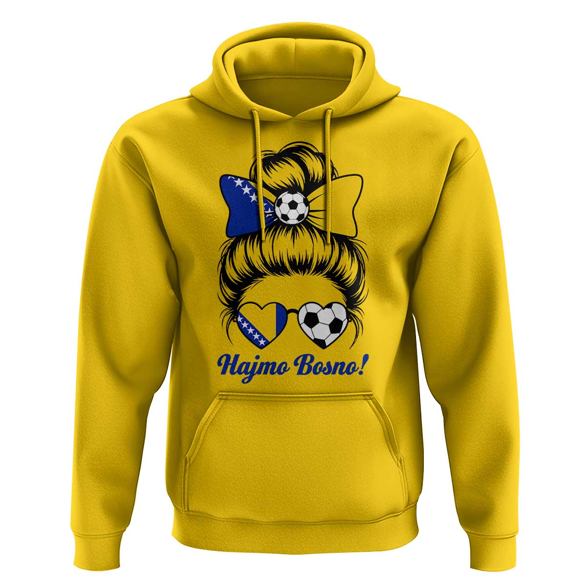 Bosnia Soccer Messy Bun Hoodie Hajmo Bosno Game Day Gift