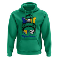 Bosnia Soccer Messy Bun Hoodie Hajmo Bosno Game Day Gift