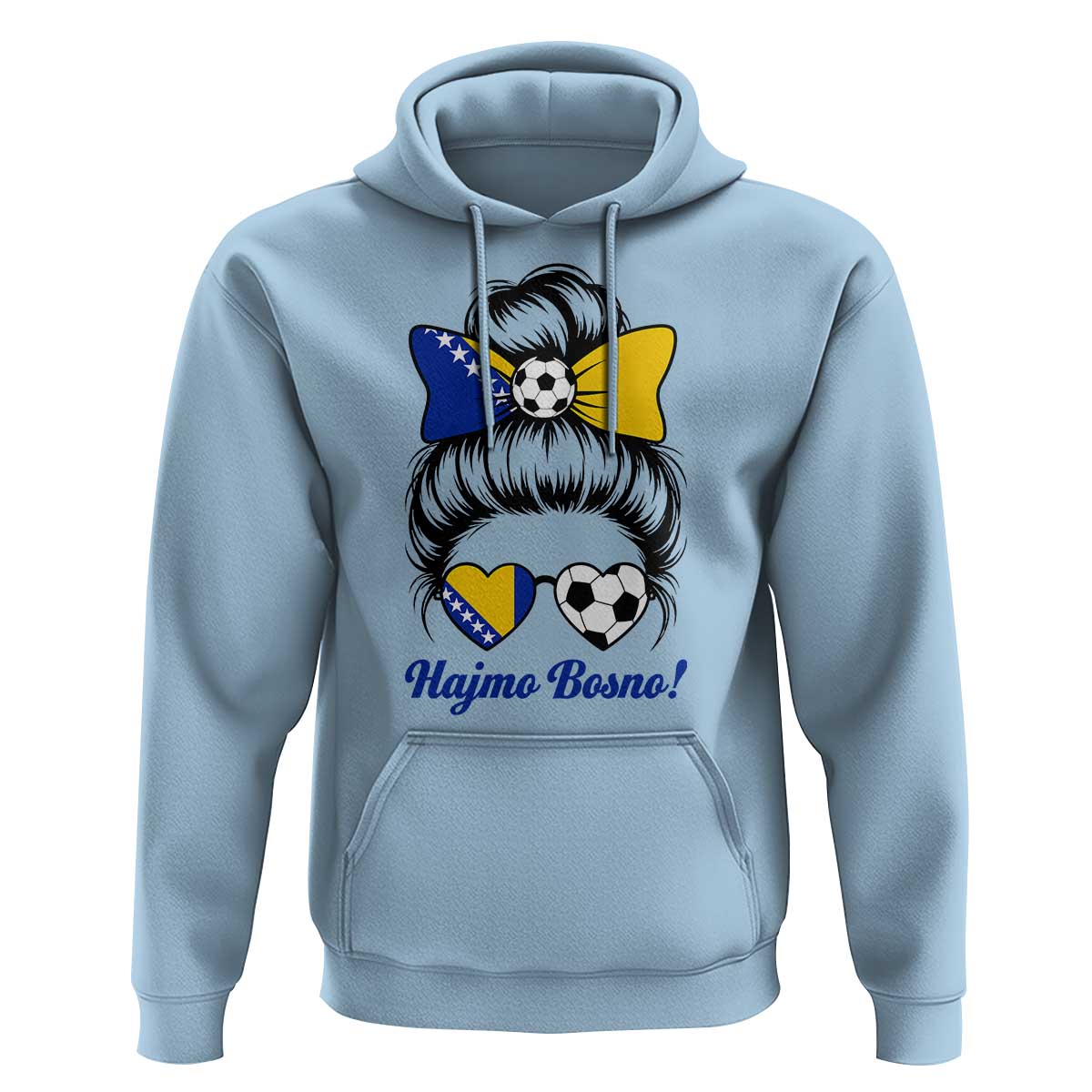 Bosnia Soccer Messy Bun Hoodie Hajmo Bosno Game Day Gift