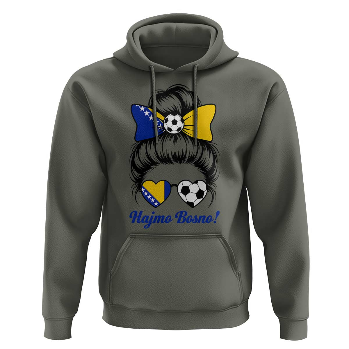 Bosnia Soccer Messy Bun Hoodie Hajmo Bosno Game Day Gift