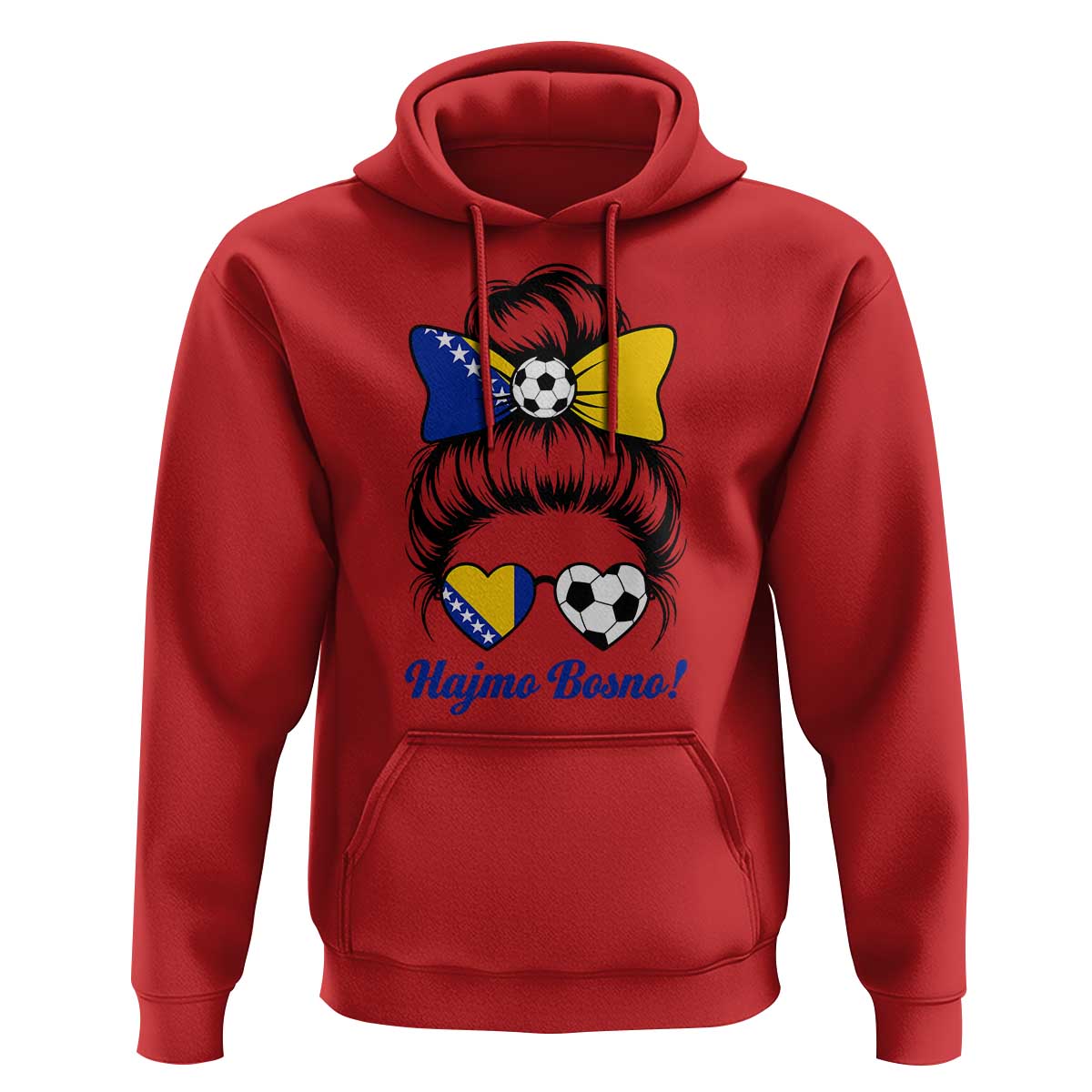 Bosnia Soccer Messy Bun Hoodie Hajmo Bosno Game Day Gift