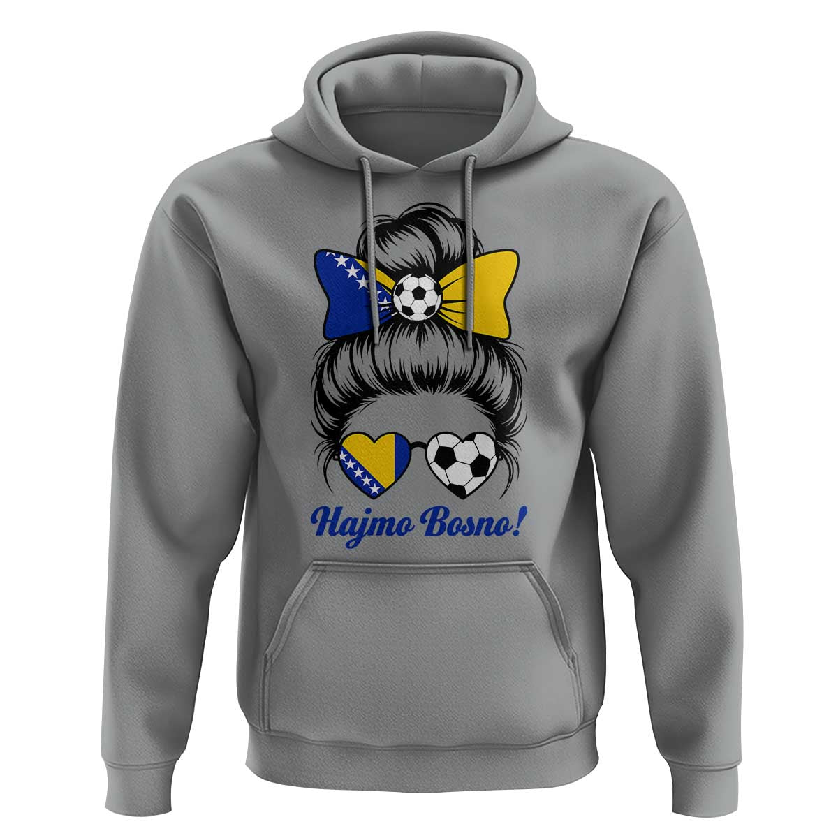 Bosnia Soccer Messy Bun Hoodie Hajmo Bosno Game Day Gift