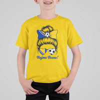 Bosnia Soccer Messy Bun T Shirt For Kid Hajmo Bosno Game Day Gift