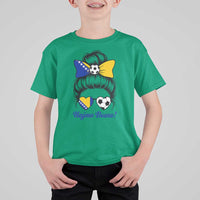 Bosnia Soccer Messy Bun T Shirt For Kid Hajmo Bosno Game Day Gift