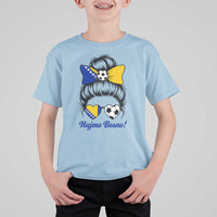 Bosnia Soccer Messy Bun T Shirt For Kid Hajmo Bosno Game Day Gift