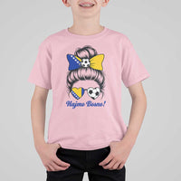 Bosnia Soccer Messy Bun T Shirt For Kid Hajmo Bosno Game Day Gift