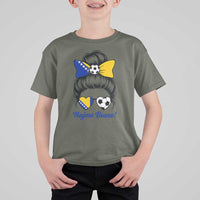 Bosnia Soccer Messy Bun T Shirt For Kid Hajmo Bosno Game Day Gift