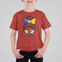 Bosnia Soccer Messy Bun T Shirt For Kid Hajmo Bosno Game Day Gift