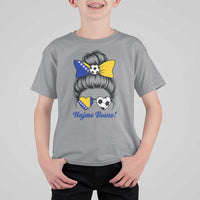 Bosnia Soccer Messy Bun T Shirt For Kid Hajmo Bosno Game Day Gift