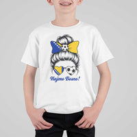 Bosnia Soccer Messy Bun T Shirt For Kid Hajmo Bosno Game Day Gift