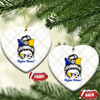 Bosnia Soccer Messy Bun Ceramic Ornament Hajmo Bosno Game Day Gift