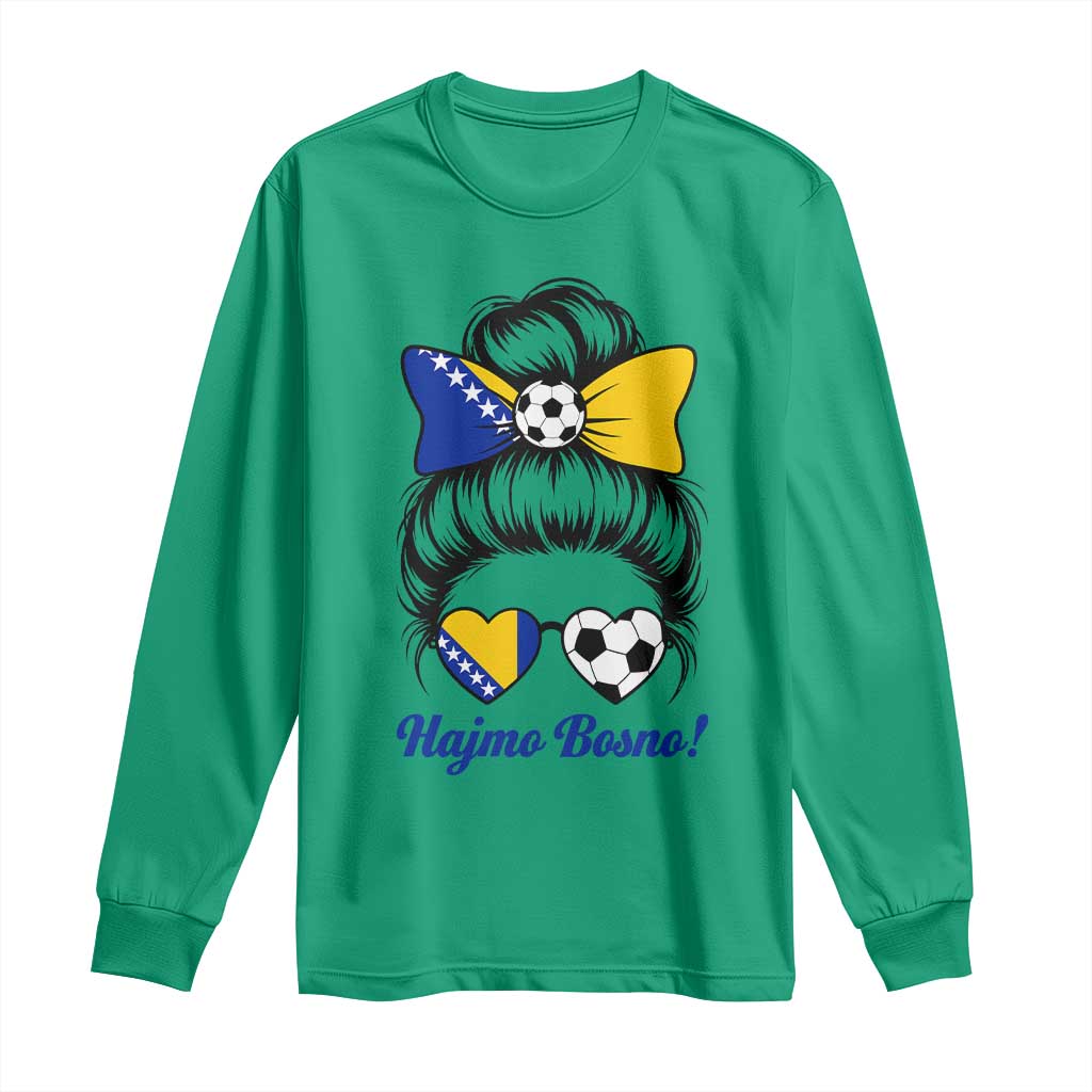 Bosnia Soccer Messy Bun Long Sleeve Shirt Hajmo Bosno Game Day Gift